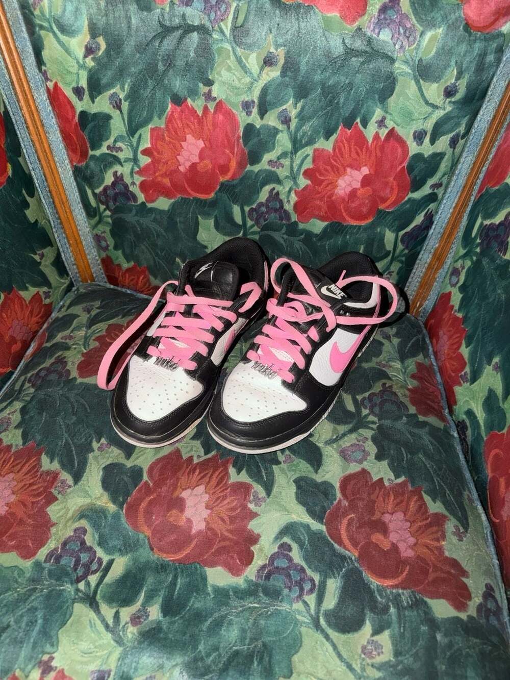 Nike Dunk Low By You NBY Black and Pink Custom Sneakers Size 3.5Y FJ2253-901